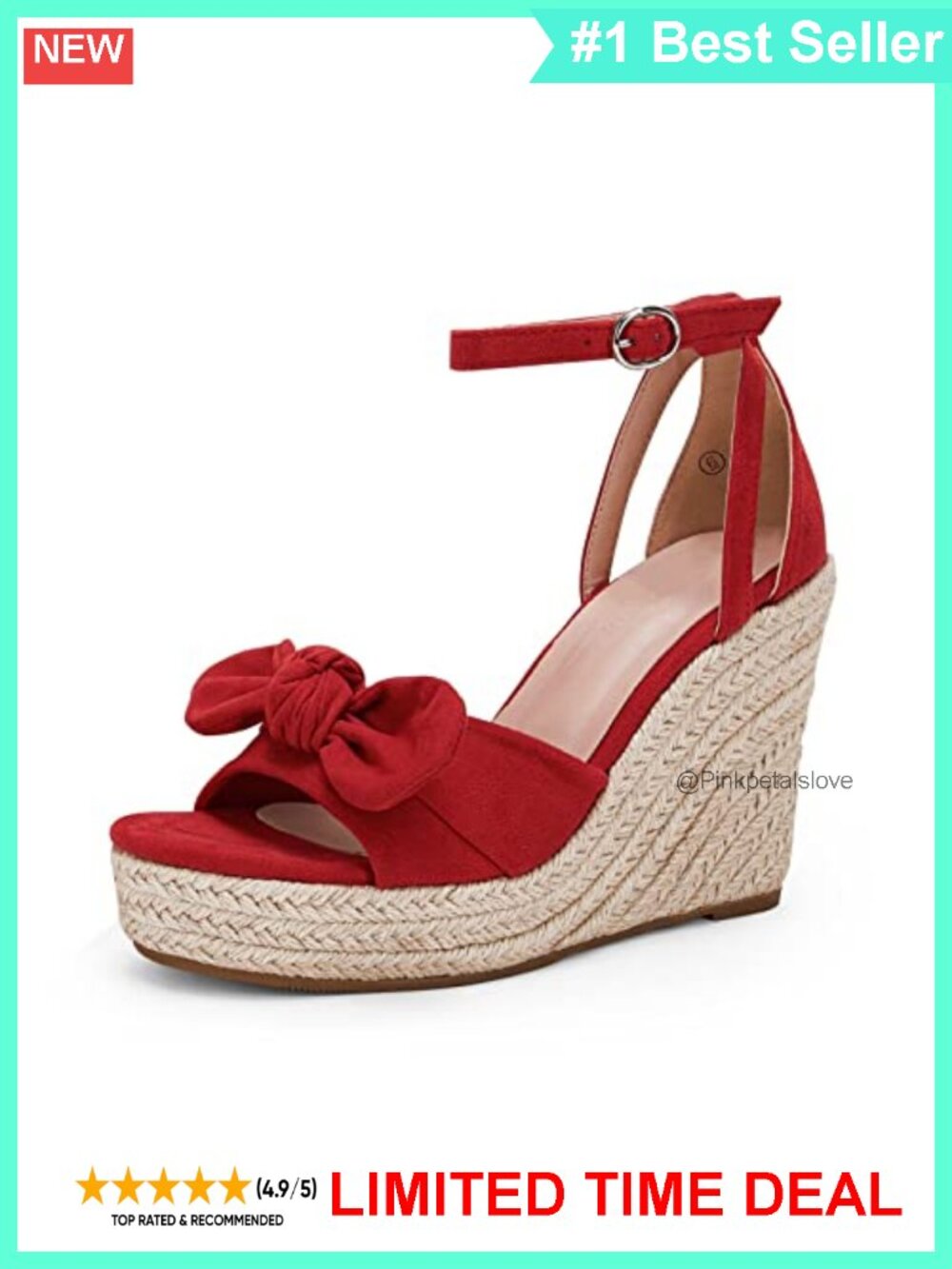 Wedge Platform Sandals Bowknot Open Toe Ankle Strap Espadrille Heels